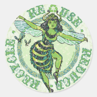 Enviro Green Bee Earth Day Gear Classic Round Sticker