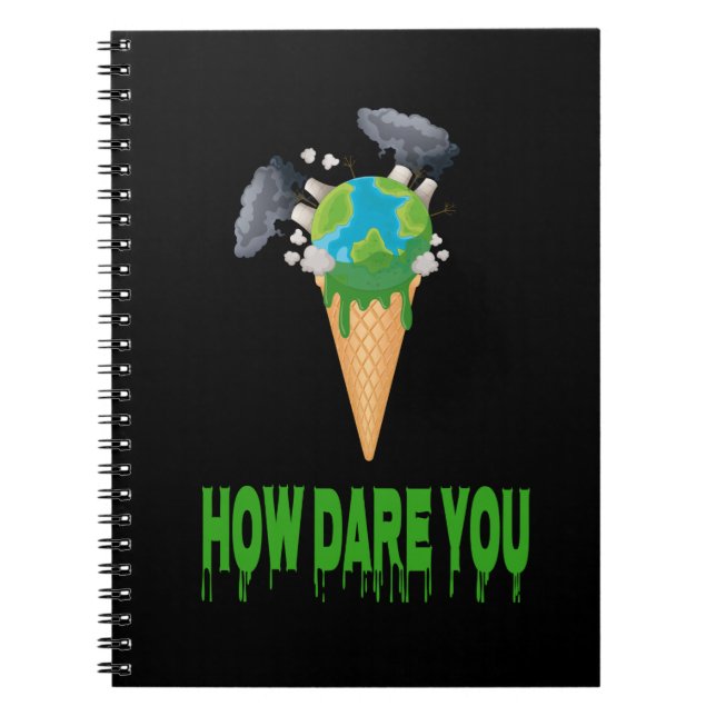 Environment - HOW DARE YOU? Earth Globe As Ice Notebook (Front)