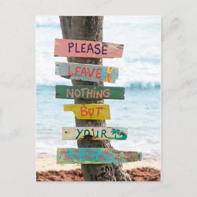 Environment Leave only Footsteps Barbados Postcard (Front)