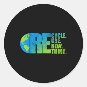 Environmental Activism Recycle Reuse Renew Rethink Classic Round Sticker