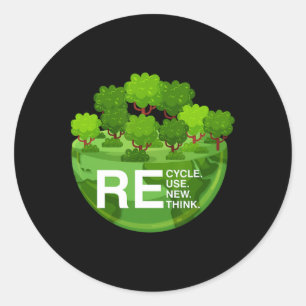 Environmental Activism Recycle Reuse Renew Rethink Classic Round Sticker