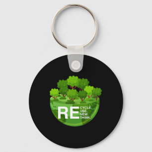 Environmental Activism Recycle Reuse Renew Rethink Key Ring
