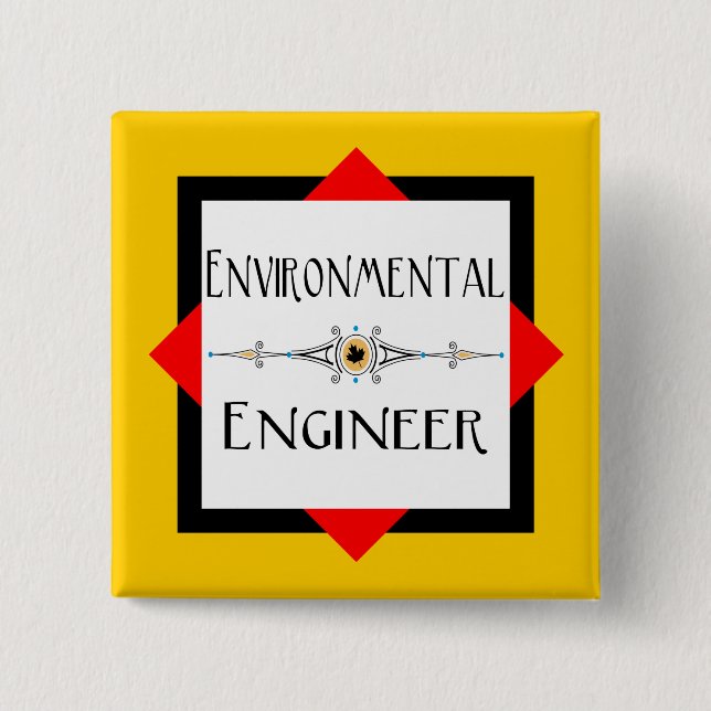 Environmental Engineer Decorative Line 15 Cm Square Badge (Front)