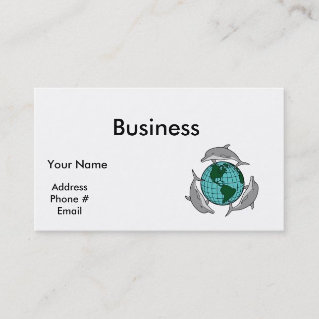 environmental globe and dolphins design business card (Front)