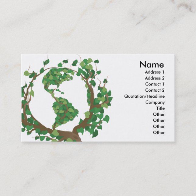 Environmental globe world tree business card (Front)