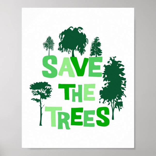 Environmental Green Save the Trees Illustration Poster (Front)