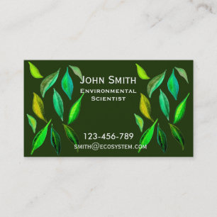 Environmental Scientist modern leaf design Business Card
