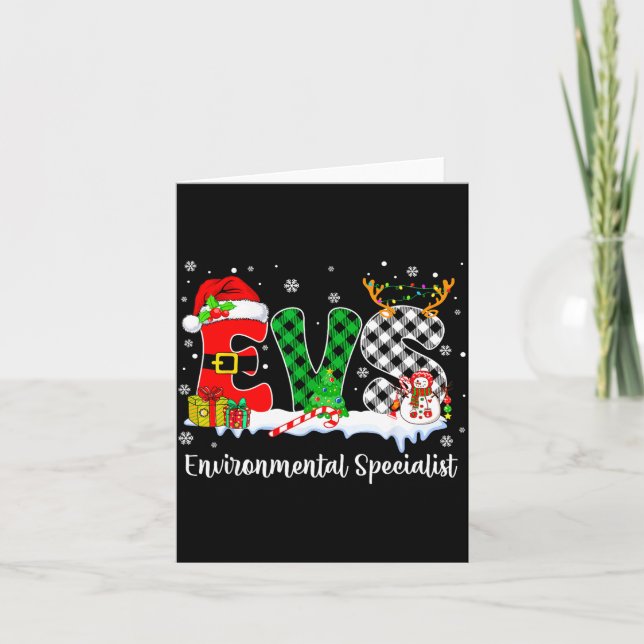 Environmental Specialist Christmas Lights Red Plai Card (Front)