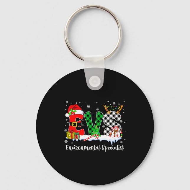 Environmental Specialist Christmas Lights Red Plai Key Ring (Front)