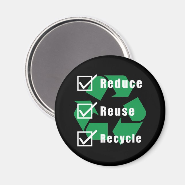 Environmentalism Checklist Reduce Reuse Recycle Magnet (Front/Back)