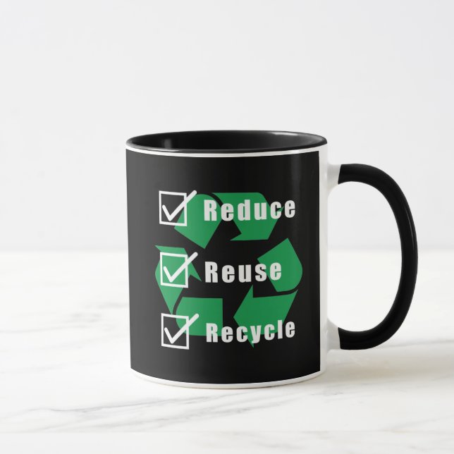 Environmentalism Checklist Reduce Reuse Recycle Mug (Right)