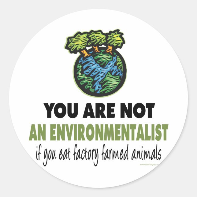 Environmentalist = Vegan, Vegetarian Classic Round Sticker (Front)