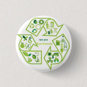 Environmentally eco-friendly green recycle button