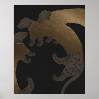 Envoy of the Untamed- luxury gold leopards Poster