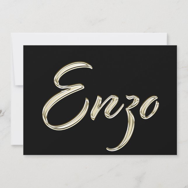 Enzo Name white gold Handwriting Card (Front)