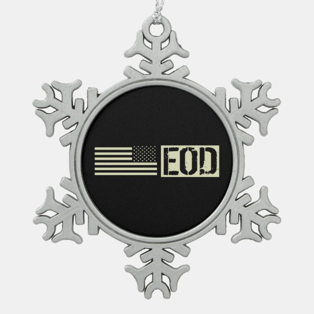 EOD - Black Flag Snowflake Pewter Christmas Ornament (Front)