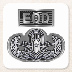 EOD Explosive Ordnance Disposal Square Paper Coaster