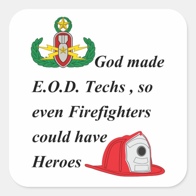 EOD - Firefighter Heroes Square Sticker (Front)