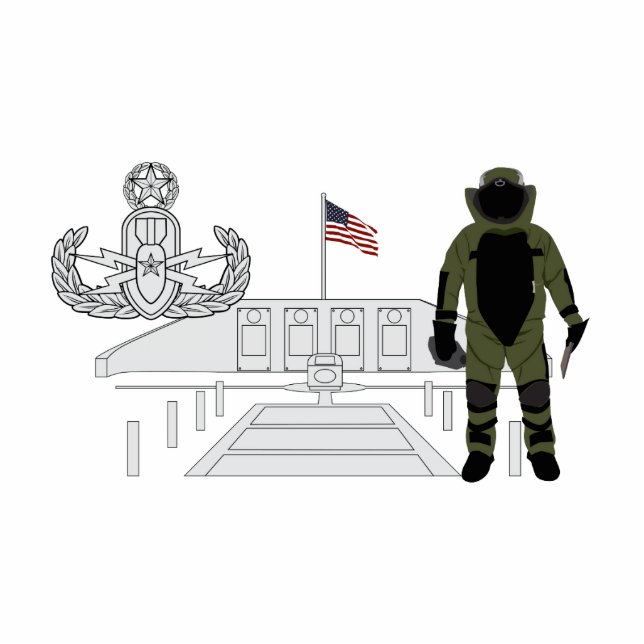 EOD Master Memorial Bomb Suituit Standing Photo Sculpture (Front)