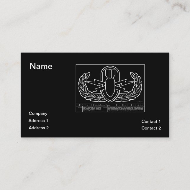 EOD Technical Drawing white Business Card (Front)