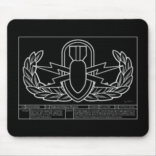 EOD Technical Drawing white Mouse Mat