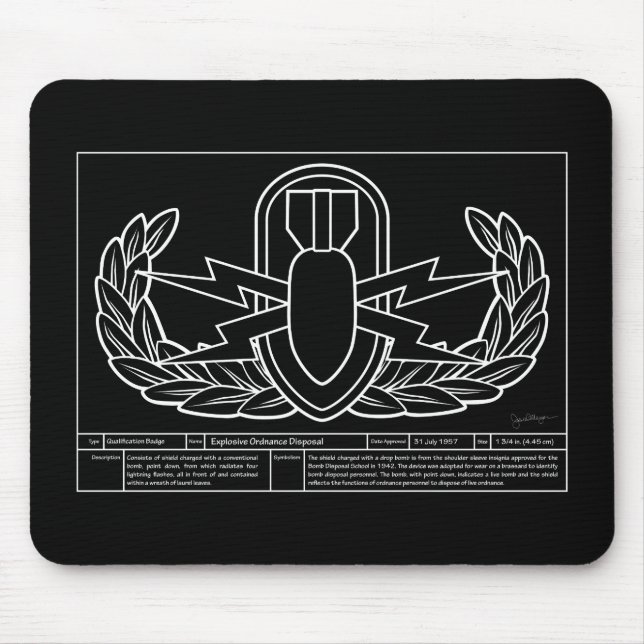 EOD Technical Drawing white Mouse Mat (Front)