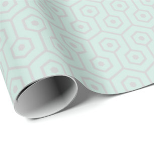 Eomentric Hexagonal Beehomb  Grey Mint Green Aqua Wrapping Paper
