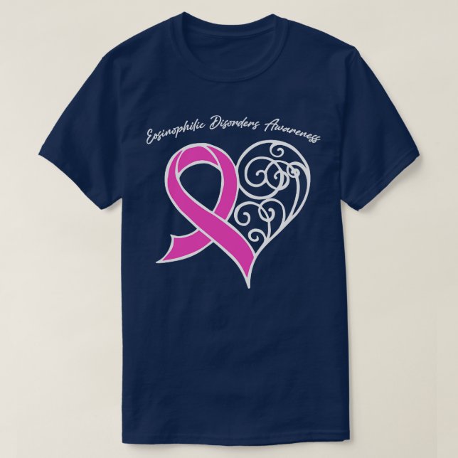 Eosinophilic Disorders Awareness Heart Ribbon Gift T-Shirt (Design Front)