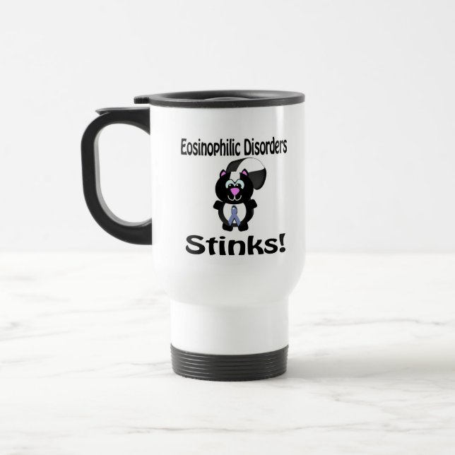 Eosinophilic Disorders Stinks Skunk Awareness Desi Travel Mug (Left)