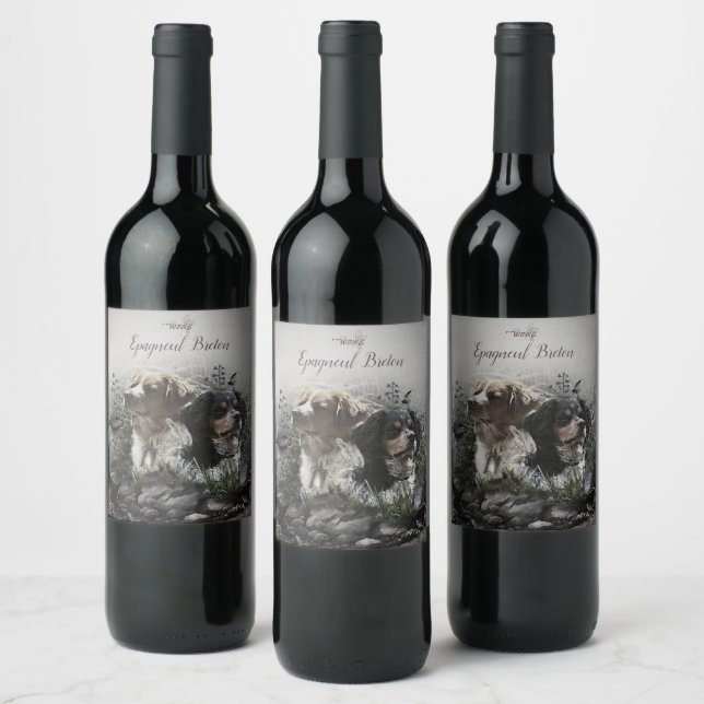 Epagneul Breton, Brittany Spaniel   Wine Label (Bottles)