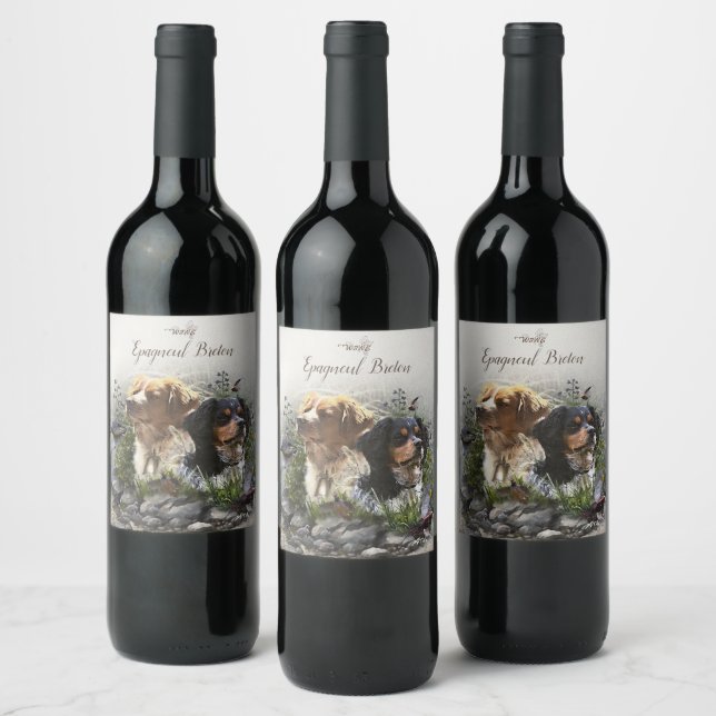 Epagneul Breton, Brittany Spaniel   Wine Label (Bottles)