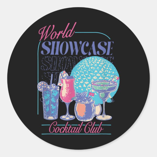 Epcot Drinking World Showcase Tail Club Drinking T Classic Round Sticker (Front)