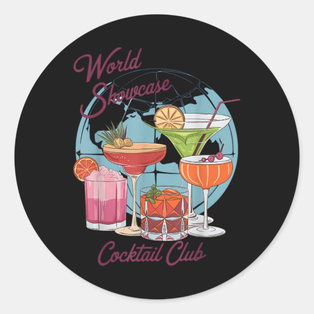 Epcot Drinking World Showcase Tail Club Drinking T Classic Round Sticker (Front)