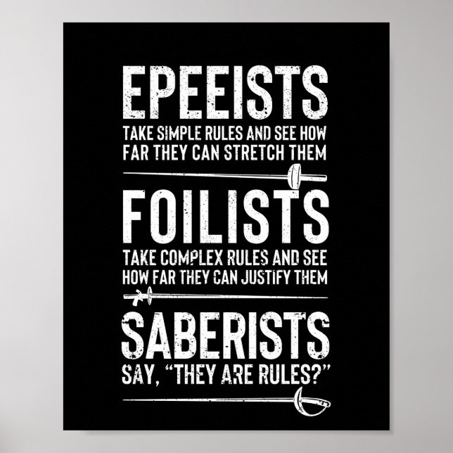 Epee fencer foil fencer sabre fencer fencing poster (Front)
