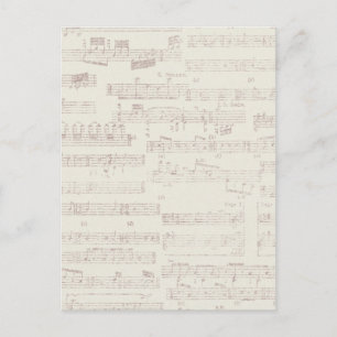 ephemera16 LIGHT GREY MUSIC BARS NOTES BACKGROUNDS Postcard