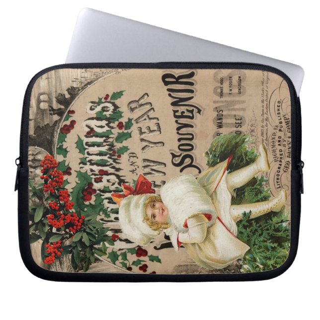 Ephemera Christmas New Year Souvenir Poster Laptop Sleeve (Front)
