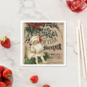 Ephemera Christmas New Year Souvenir Poster Napkin