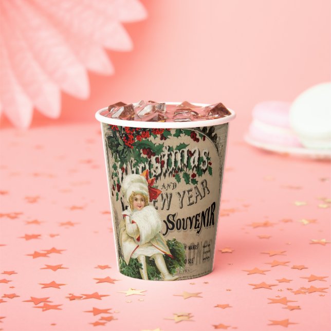 Ephemera Christmas New Year Souvenir Poster Paper Cups (Insitu)