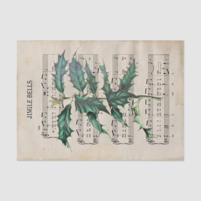 Ephemera Christmas Song Jingle Bell Decoupage Tissue Paper (Front)