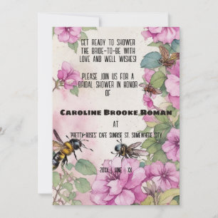Ephemera Cosmos Flowers and Bees Bridal Shower Invitation