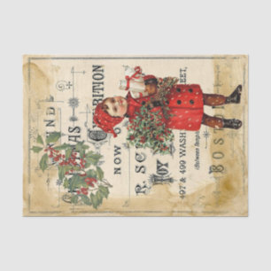 Ephemera Cute Kid Christmas Ad Poster Decoupage Tissue Paper