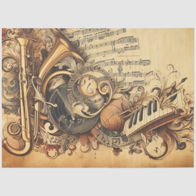 Ephemera Decoupage Furniture Scrapbooking Music Tissue Paper (Front)