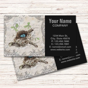 ephemera french botanical robin eggs bird nest business card