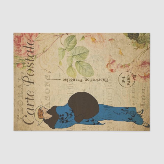 Ephemera French Fashionable Woman Decoupage  Tissue Paper (Front)