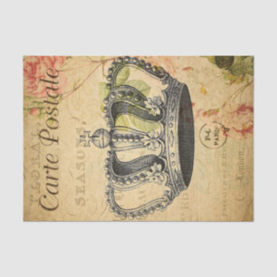 Ephemera French Postcard Crown Decoupage Tissue Paper