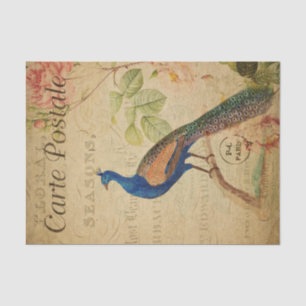 Ephemera French Postcard Peacock Decoupage Tissue Paper