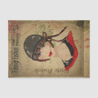 Ephemera French Postcard Women with Hat Decoupage