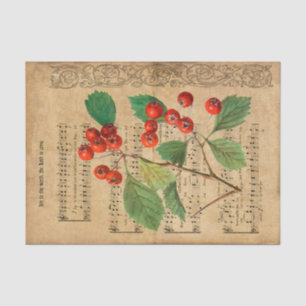 Ephemera Holly The Lord is Come Decoupage Tissue Paper