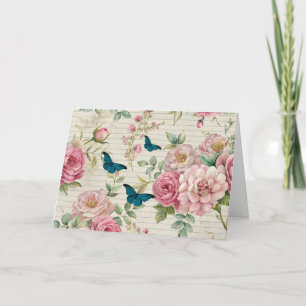 Ephemera Inspired Florals & Butterflies Card 