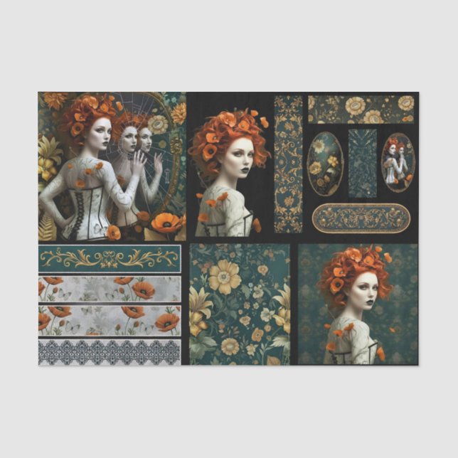 Ephemera Poetic Gothic Motifs  Tissue Paper (Front)